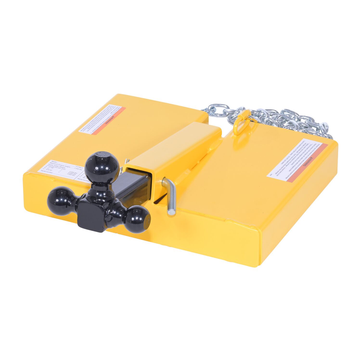 Steel Forklift Hitch Attachment - 1,500 lb Capacity Tow Hitch with Safety Chain, Yellow - FTTM-2